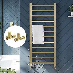 Brushed Brass 1200 x 500 Heated Towel Rail Warmer Radiator Designer