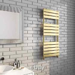 Brushed Brass 1200 x 500mm Modern Square Style Bathroom Heated Towel Rail