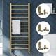 Brushed Brass Bathroom Straight Heated Towel Rail Radiator & Thermostatic Valves