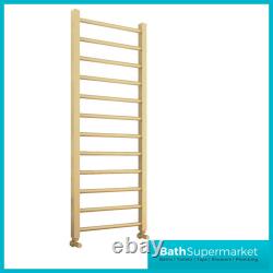 Brushed Brass Designer Towel Radiator Vertical Heated Ladder Rail 500mm Wide