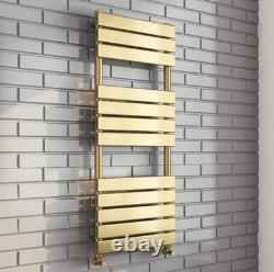 Brushed Brass Flat Bar Designer Heated Towel Rail 1200mmx 500mm (1889 BTUs)