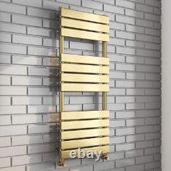 Brushed Brass Flat Bar Designer Heated Towel Rail 1200mmx 500mm (1889 BTUs)