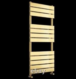 Brushed Brass Flat Bar Designer Heated Towel Rail 1200mmx 500mm (1889 BTUs)