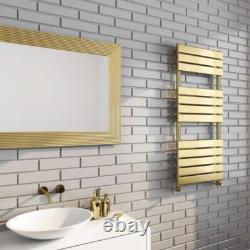 Brushed Brass Flat Bar Designer Heated Towel Rail 1200mmx 500mm (1889 BTUs)