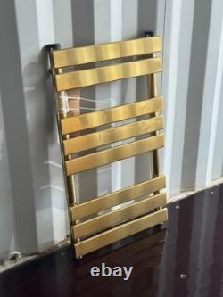 Brushed Brass Flat Panel Heated Towel Rail