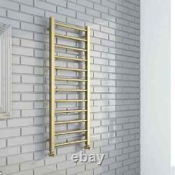 Brushed Brass Gold Heated Towel Rail Rack Ladder round Bathroom 3 Sizes To pick