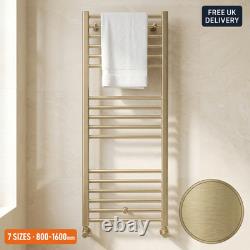 Brushed Brass Heated Towel Rail Ladder Radiator Bathroom Wall Mounted 7 Sizes