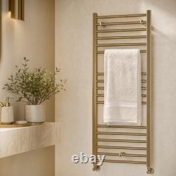 Brushed Brass Heated Towel Rail Ladder Radiator Bathroom Wall Mounted 7 Sizes