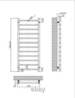 Brushed Bronze Round Bar Designer Heated Towel Rail 500mm x 1200mm (895 BTUs)