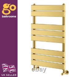 Brushed Gold Heated Towel Rail Radiator 800mm Flat Panel Bathroom Heating