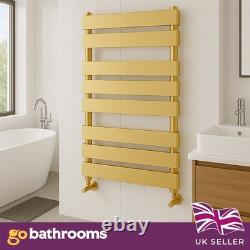 Brushed Gold Heated Towel Rail Radiator 800mm Flat Panel Bathroom Heating