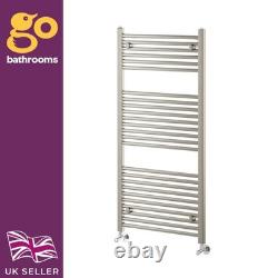 Brushed Nickel Bathroom Heated Towel Rail Radiator Straight Ladder Rad 1200x600