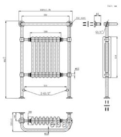 Chatsworth Savoy Raw Metal (Lacquered) Traditional Heated Towel Rail with valves