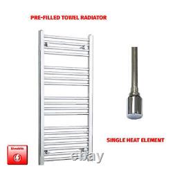 Chrome 1000 x 400 mm Electric Heated Towel Rail Radiator Bathroom Pre-Filled HTR