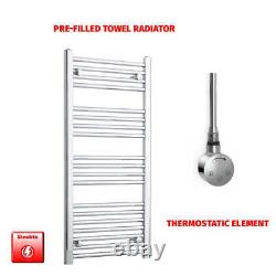 Chrome 1000 x 500 mm Electric Heated Towel Rail Radiator Bathroom Pre-Filled HTR