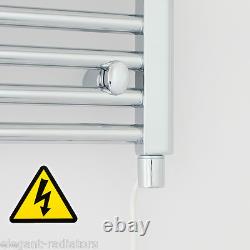 Chrome 1200 x 600 mm Electric Heated Towel Rail Radiator Bathroom Pre-Filled HTR