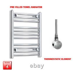 Chrome 600 x 400 mm Electric Heated Towel Rail Radiator Bathroom Pre-Filled HTR