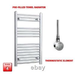 Chrome 800 x 400 mm Electric Heated Towel Rail Radiator Bathroom Pre-Filled HTR
