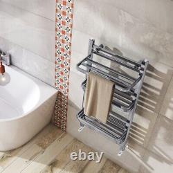 Chrome Bathroom Byron Heated Towel Radiator Rail & Storage Hangers 1000x500mm