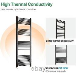 Chrome Black Heated Towel Rail Radiator Straight Curved Ladder Warmer All Sizes