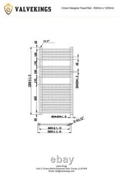Chrome Designer Heated Towel Rail Radiator Square Edge Ladder 500mm x 1200mm