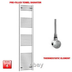 Chrome Dry Electric Heated Towel Rail Radiator 500mm Flat Panel Bathroom Warmer
