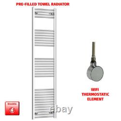Chrome Dry Electric Heated Towel Rail Radiator 500mm Flat Panel Bathroom Warmer