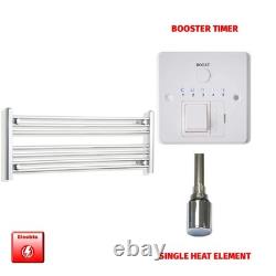 Chrome Electric Heated Towel Rail 400x1000mm Ladder Pre-Filled Timer Bathroom UK