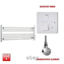Chrome Electric Heated Towel Rail 400x1000mm Ladder Pre-Filled Timer Bathroom UK