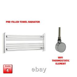 Chrome Electric Heated Towel Rail 400x1000mm Ladder Pre-Filled Timer Bathroom UK
