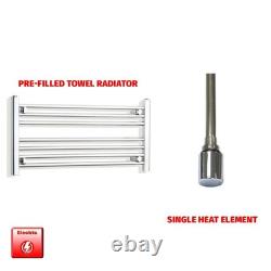 Chrome Electric Heated Towel Rail 400x800mm Ladder Pre-Filled Timer Bathroom UK