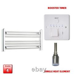 Chrome Electric Heated Towel Rail 400x800mm Ladder Pre-Filled Timer Bathroom UK