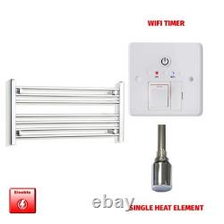 Chrome Electric Heated Towel Rail 400x800mm Ladder Pre-Filled Timer Bathroom UK