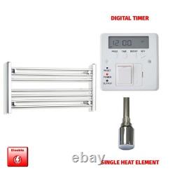 Chrome Electric Heated Towel Rail 400x800mm Ladder Pre-Filled Timer Bathroom UK