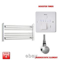 Chrome Electric Heated Towel Rail 400x800mm Ladder Pre-Filled Timer Bathroom UK