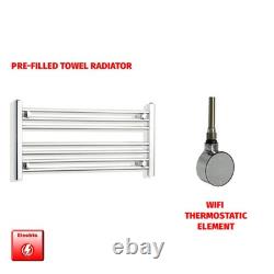 Chrome Electric Heated Towel Rail 400x800mm Ladder Pre-Filled Timer Bathroom UK