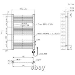 Chrome Electric Heated Towel Rail 770x500mm Smart 300W Bathroom Radiator