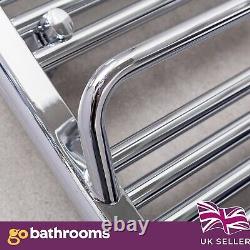 Chrome Heated Bathroom Towel Rail with Hangers Bathroom Storage 1800x600mm