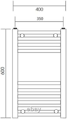 Chrome Heated Towel Rail 400x600mm Flat Radiator for Central Heating, Modern