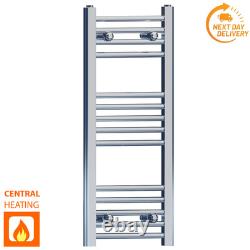Chrome Heated Towel Rail Radiator 300 mm Wide Flat Straight Bathroom Warmer