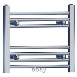 Chrome Heated Towel Rail Radiator 400 mm Wide Flat Straight Bathroom Warmer