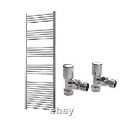Chrome Heated Towel Rail Straight Curved Bathroom Radiator Ladder with Valves