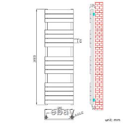 Chrome Towel Rail Radiator Designer Flat Panel Bathroom Heater Rads 1600 x 400mm