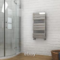 Chrome Towel Rail Radiator Flat Panel Bathroom Towel Rack Warmer Rad With Valves