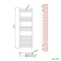 Chrome Towel Rail Radiator Straight Heated Bathroom Heater Warmer With Valves