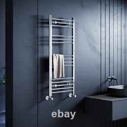 Chrome Towel Rail Radiator With Valves Bathroom Heater Straight Rads 1200 x 500