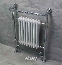 Classic Traditional Victorian Heated Towel Rail Bathroom Radiator Chrome + White