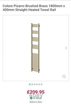 Colore Pizarro Brushed Brass 1800mm x 400mm Straight Heated Towel Rail Brand New