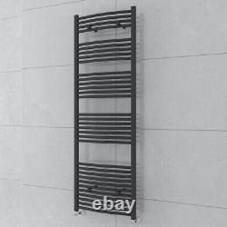 Contemporary Bathroom Curved Heated Towel Rail Radiator Rad 1800 x 600mm Grey