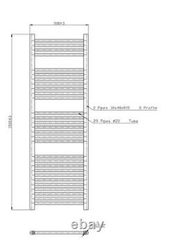 Contemporary Bathroom Straight Heated Towel Rail Radiator Rad 1500 x 500mm Grey